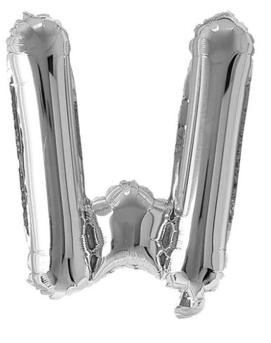 Block Letter Silver Balloon - Letter W