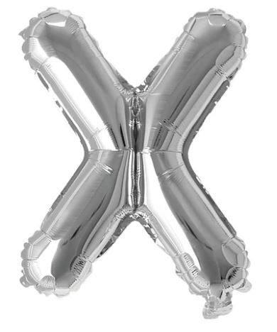 Block Letter Silver Balloon - Letter X
