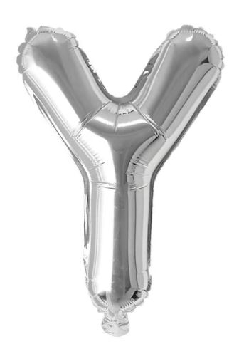 Block Letter Silver Balloon - Letter Y