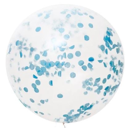 24 inch Confetti Light Blue Balloon