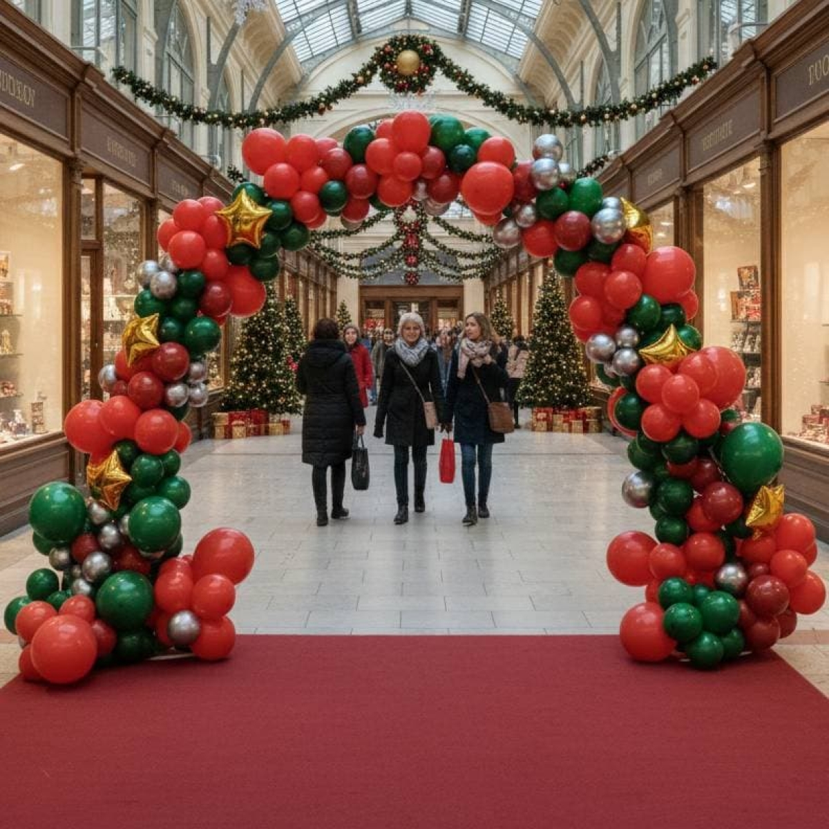 [10x10FT] Double Garland Arch - Christmas Colours & Stars - Indoor