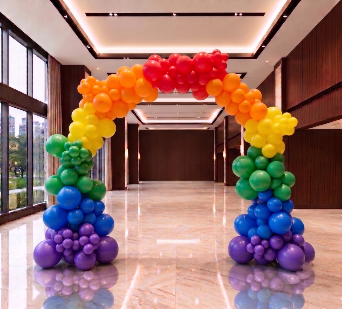 [10x10FT] Organic Rainbow Colours Double Garland Arch [INDOOR]