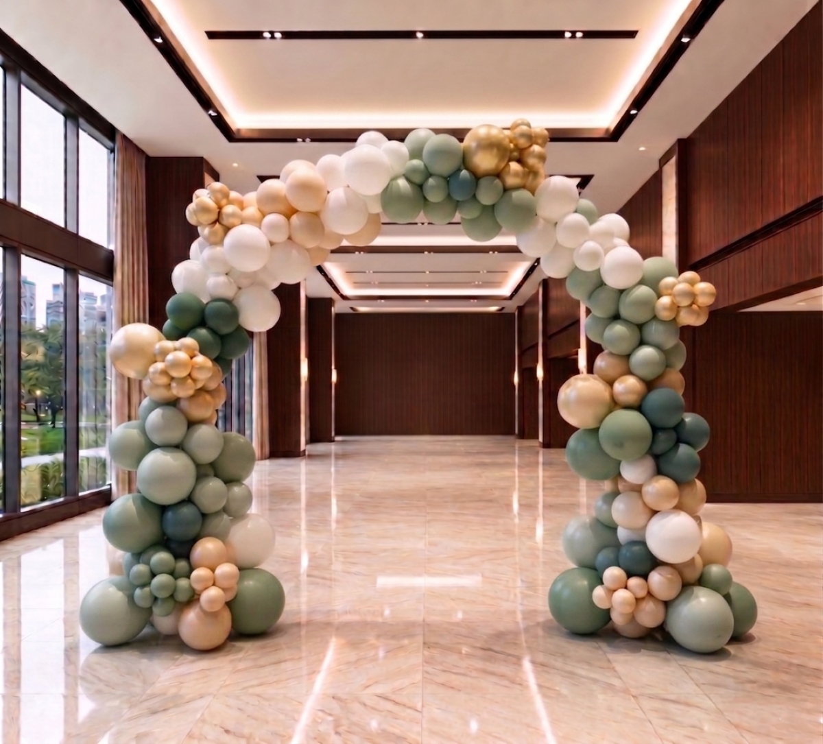 [10x10FT] Organic Solid Colour Eucalyptus Double Garland Arch [INDOOR]