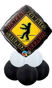 [2FT] Caution Zombies Balloon Centerpiece AIR FILLED 