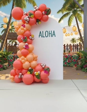 [3 DAY RENTAL] 6.6 ft Backdrop with Custom Message and Balloon Garland (Indoor)
