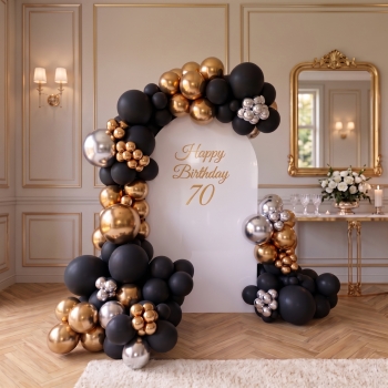 [3 DAY RENTAL] 6.6 ft Backdrop with Custom Message and Balloon Garland (Indoor)