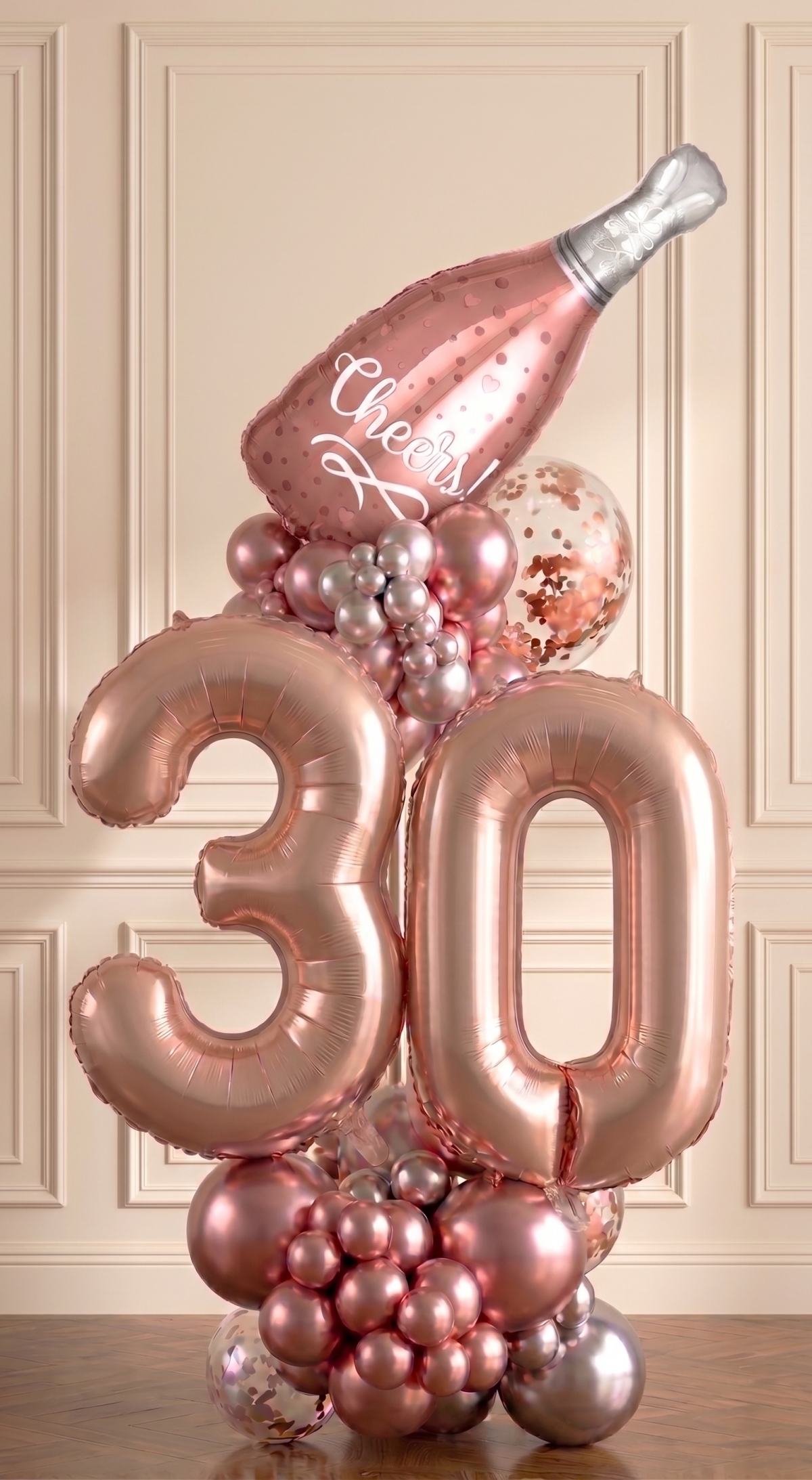 [6FT] Cheers Milestone Birthday Rose Gold Balloon Column