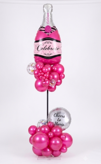[6FT] Cheers to You Birthday Fuchsia Balloon Column