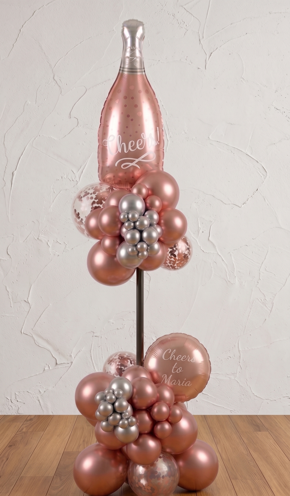 [6FT] Cheers to You Birthday Rose Gold Balloon Column