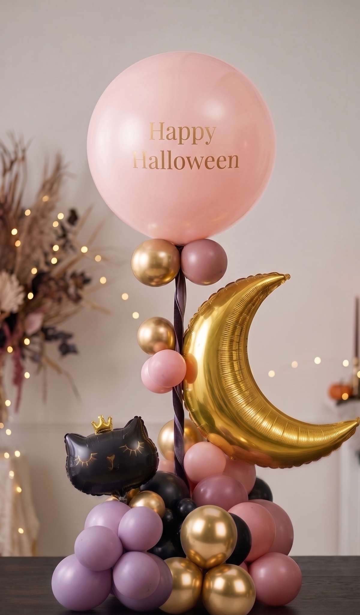 [5FT] Cute Halloween Cat and Moon Balloon Column [INDOOR]
