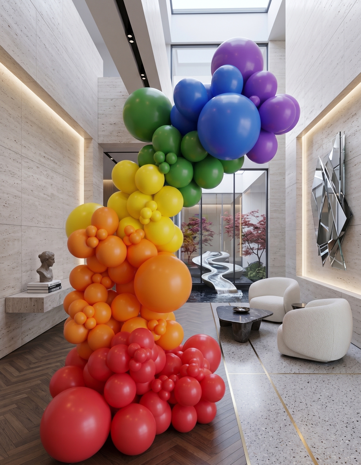 [8x4FT] Organic Rainbow Glam Garland Half Arch [INDOOR]