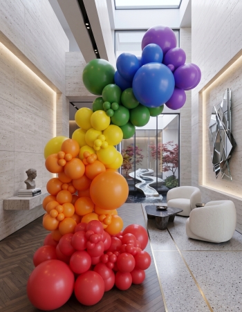 [8x4FT] Organic Rainbow Glam Garland Half Arch [INDOOR]