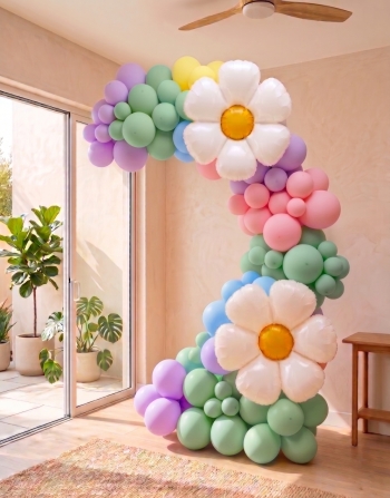 [8x6FT] Pastel Spring Flowers Organic Garland Arch