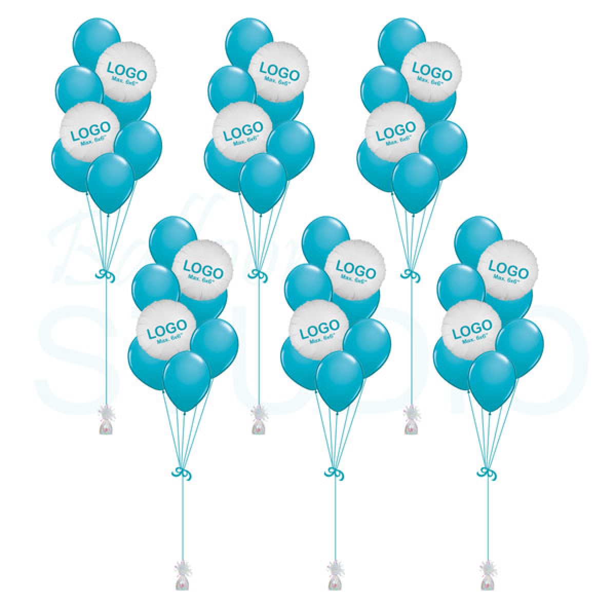 [Set of 6] Custom Printed Vinyl Hybrid Balloon Bouquets of 7