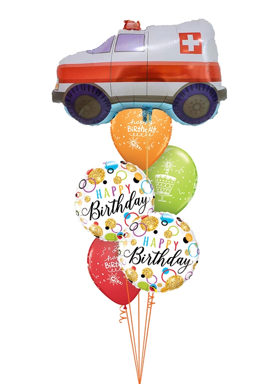 Ambulance Truck Birthday Balloon Bouquet