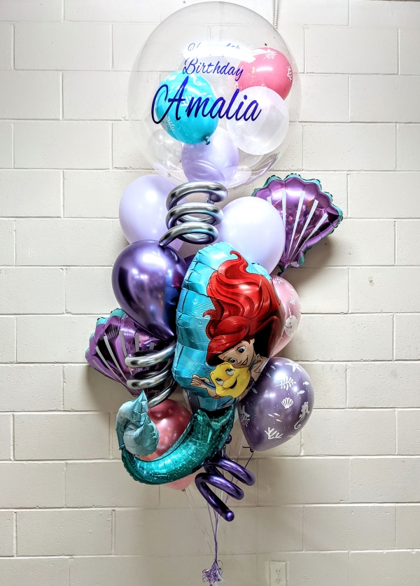Ariel Little Mermaid Chrome Custom Print Balloon Bouquet