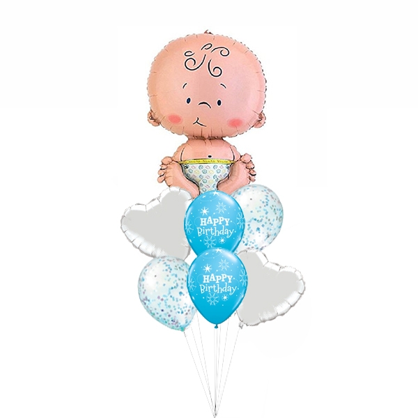 Baby Boy Bouquet with Hearts and Confetti