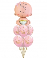Baby Girl with Pastel Pink & Confetti Bouquet