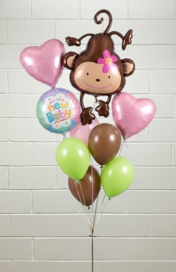 New Baby Girl Monkey Jungle Bouquet