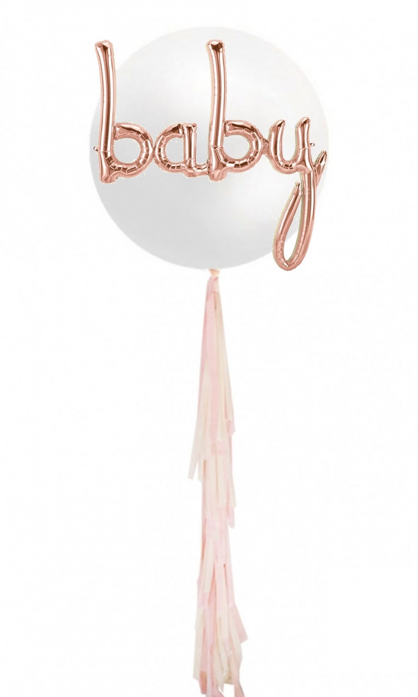 Rose Gold Baby Script Tassel Balloon