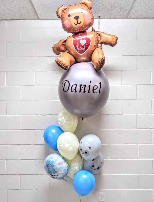 Beary Cute I Love You Custom Print Balloon Bouquet Blue