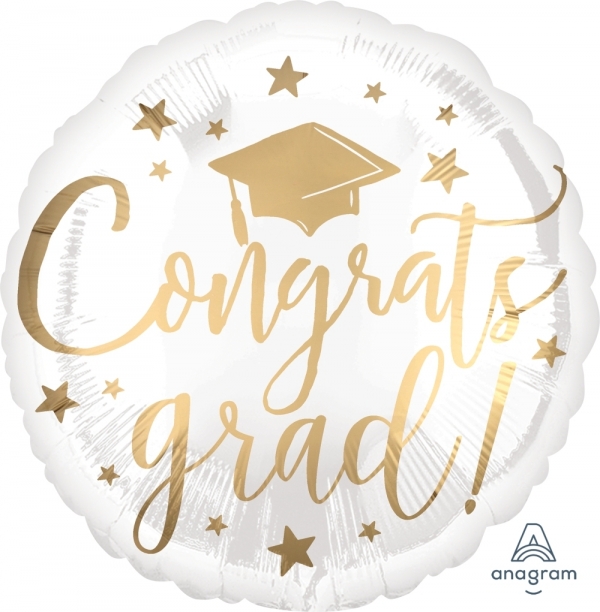 18 inch Beautfiul Gold & White Congrats Grad Foil - 37638