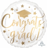 18 inch Beautfiul Gold & White Congrats Grad Foil - 37638