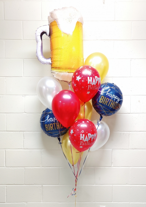 Beer Birthday Balloon Bouquet Red