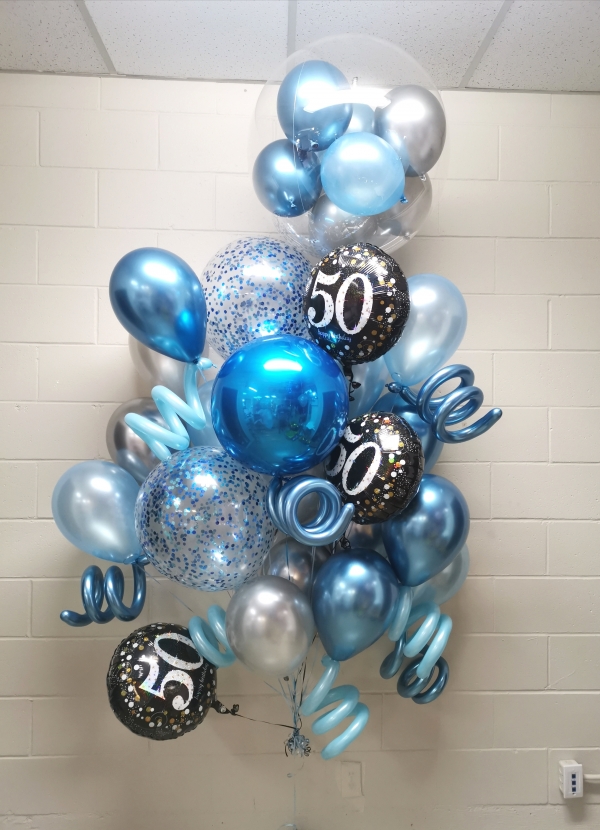 BIG!  Blue & Silver Jewel Tone Enormous Spoiler Bouquet HG