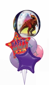 Birthday dino orbz balloon bouquet with stars
