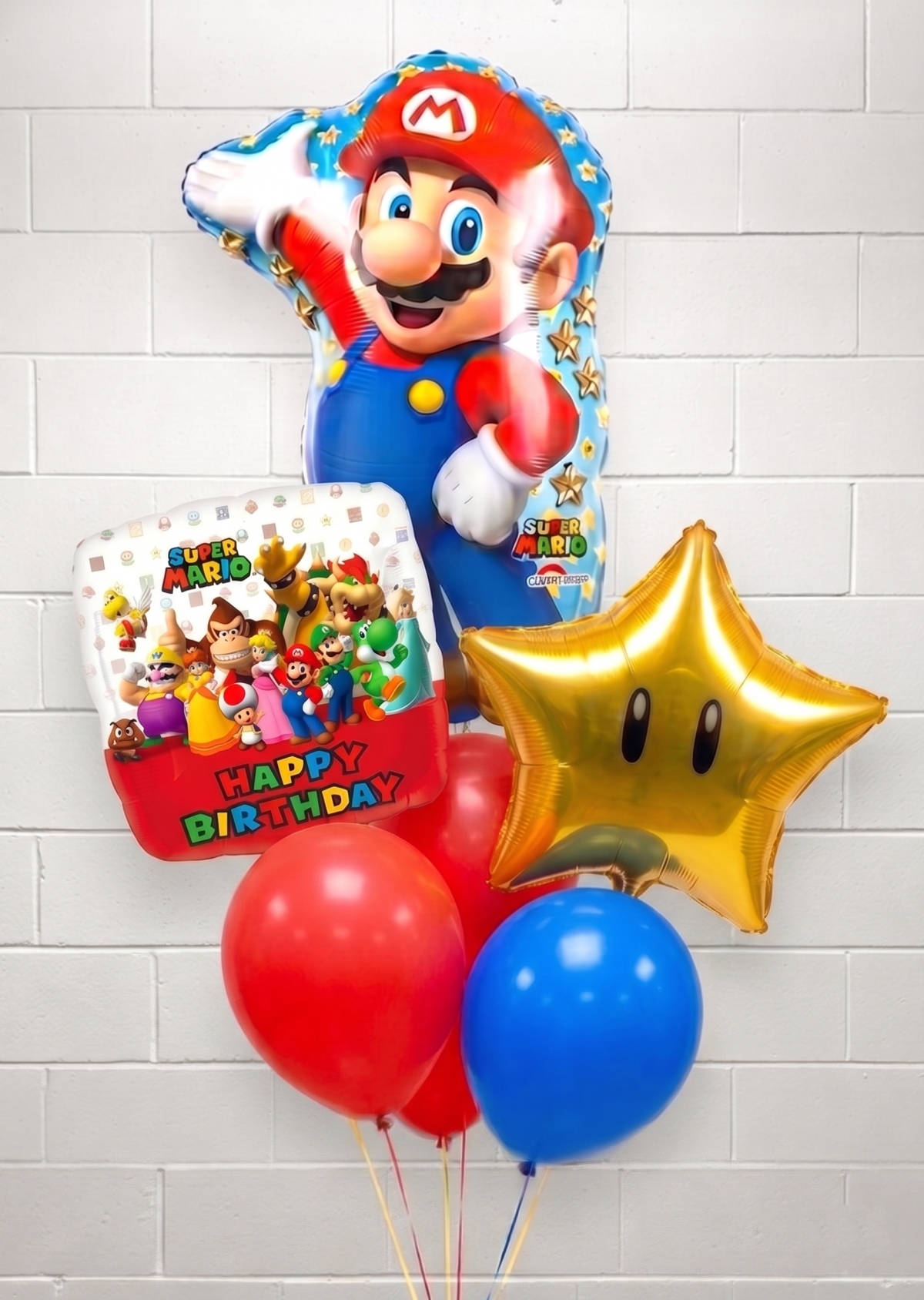 Happy Birhday Mario Bros Balloon Bouquet
