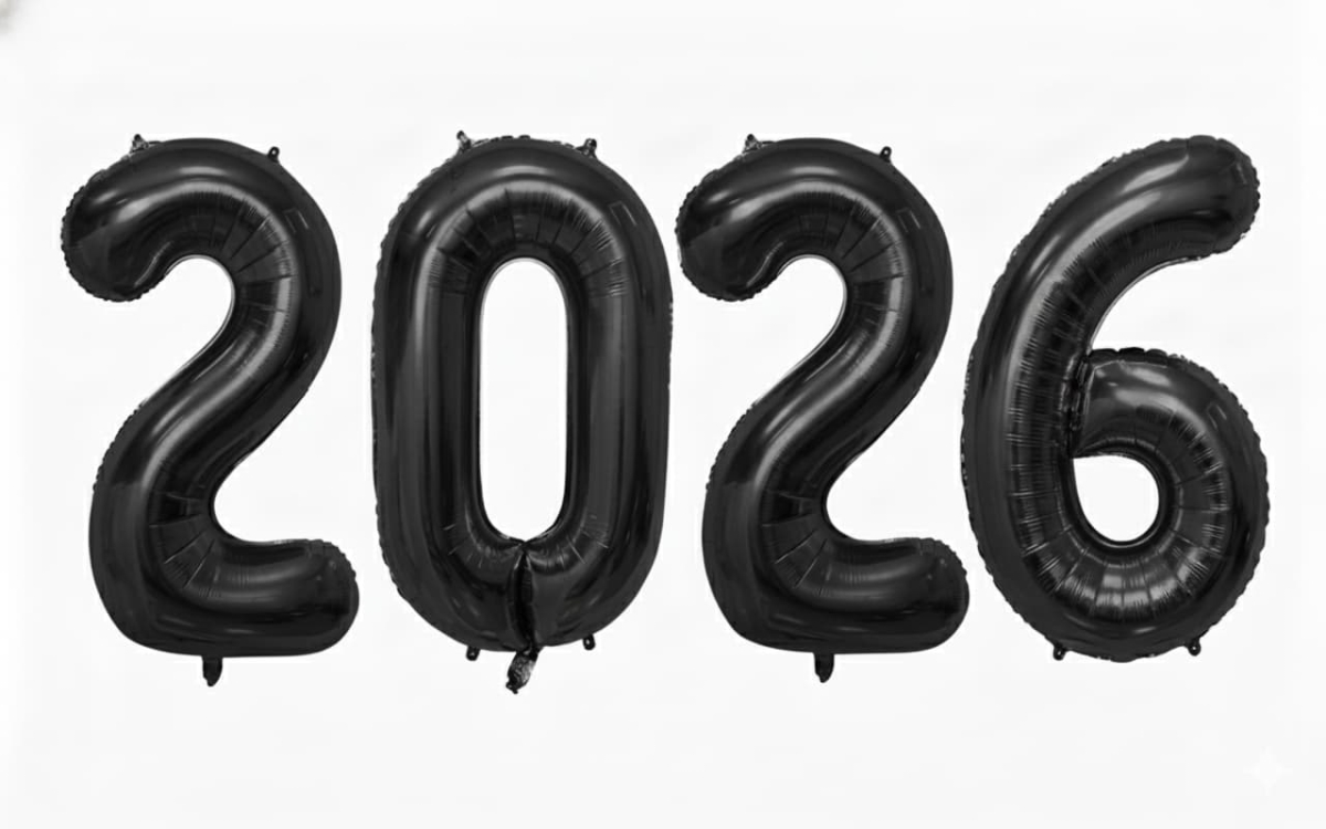Black Numbers New Year 2026 Balloons