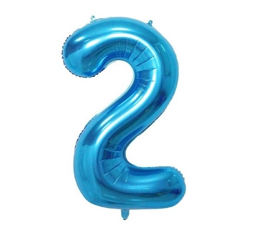 Blue foil number 2 balloon