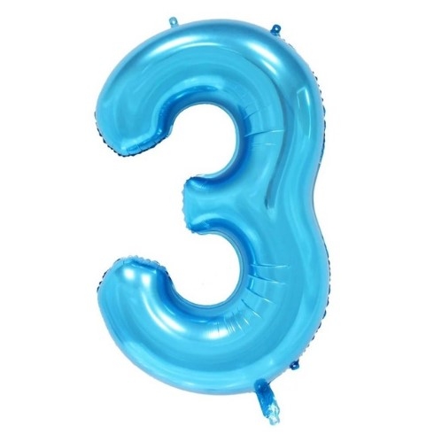 Blue foil number 3 balloon