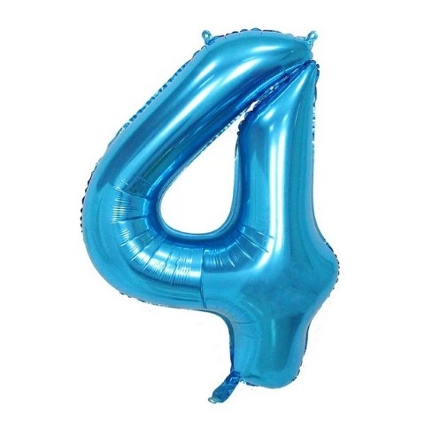Blue foil number 4 balloon