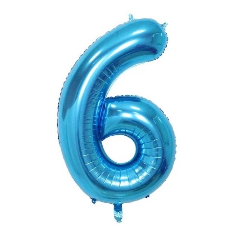 Blue foil number 6 balloon