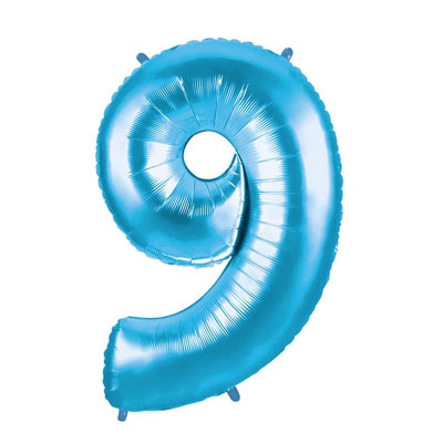Blue foil number 9 balloon