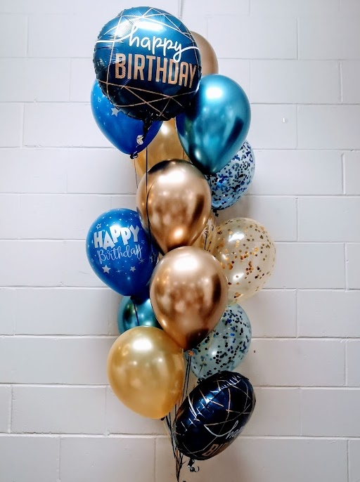 Blue & Gold Cascade Bouquet