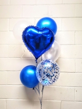 Blue Heart Confetti Balloon Bouquet