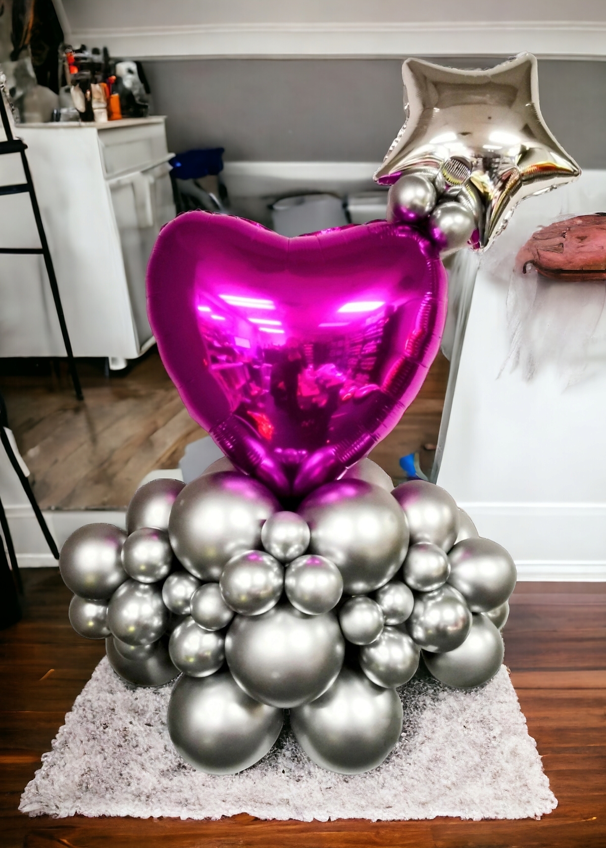Fuchsia heart w/star stand up