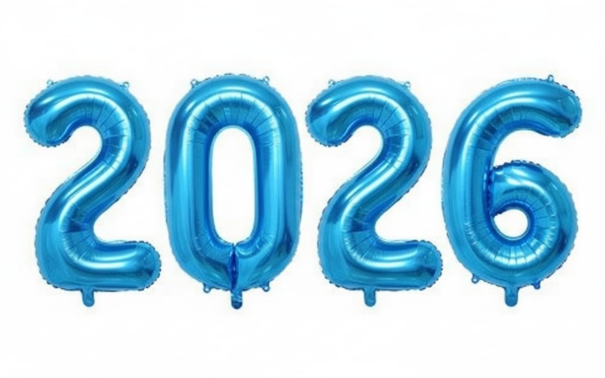 Blue Numbers New Year 2026 Balloons