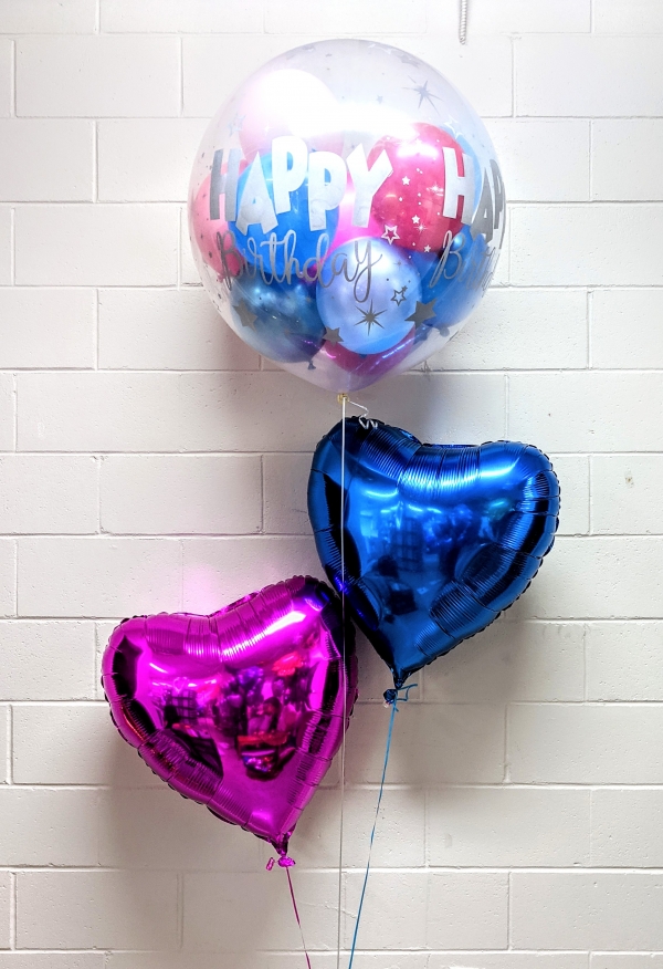 Blue & Pink Birthday Gumball & Hearts