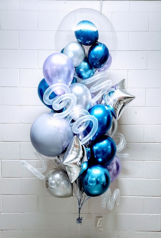 Blue Silver & Lilac Jewel Tone Birthday Bouquet