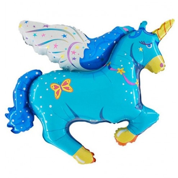 Blue Unicorn Mylar Single Balloon