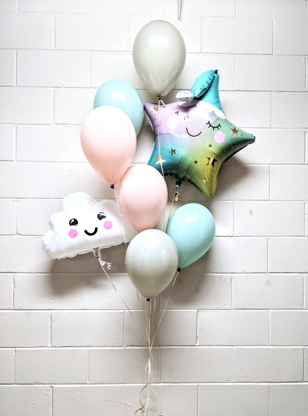 Blush & Sleepy Star & Cloud Balloon Bouquet 