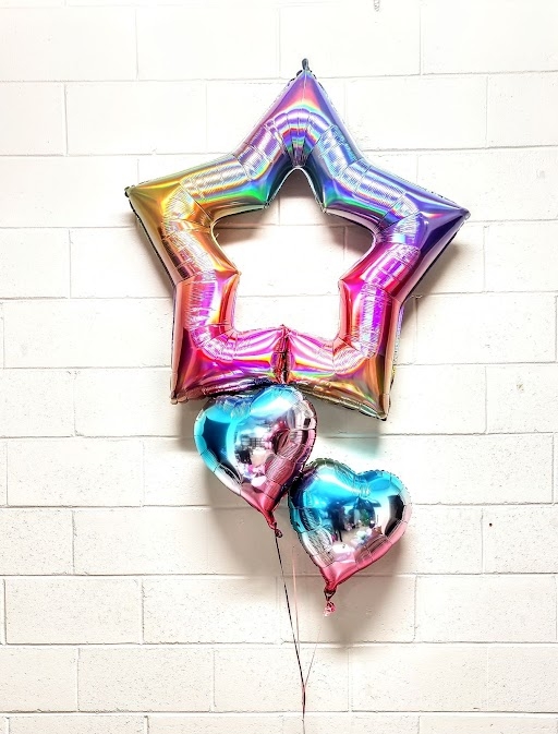 Bold Brightness Burgundy Bouquet Classic Hearts and Stars