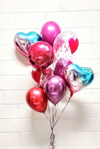 Bold Brightness Burgundy Ombre Heart Confetti Bouquet