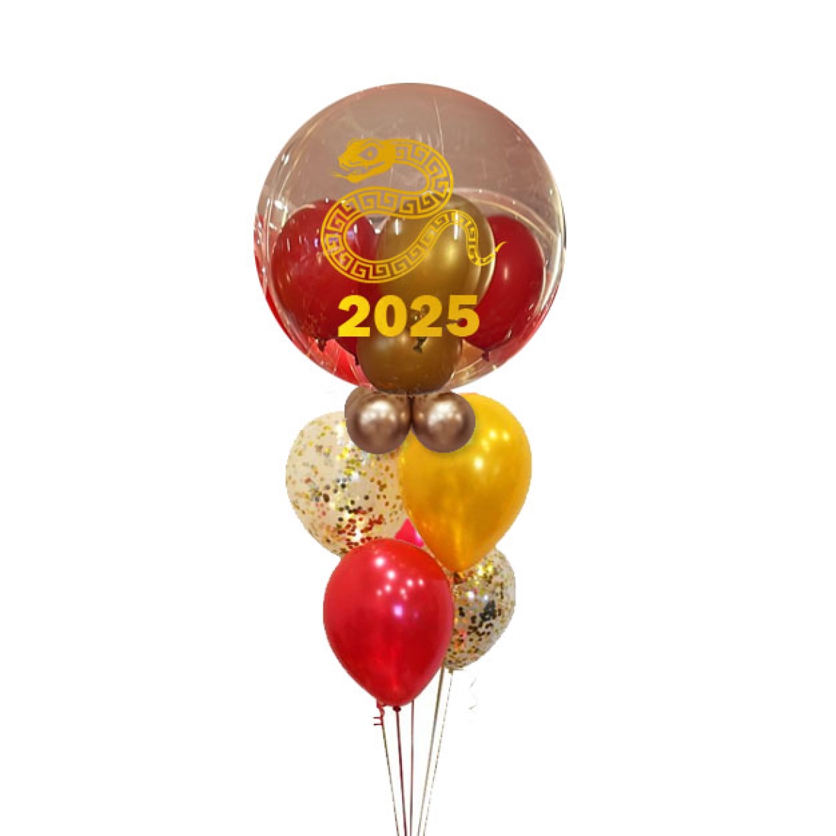 Bouquet of 6 Lunar New Year Snake Gumball Custom Print Balloon