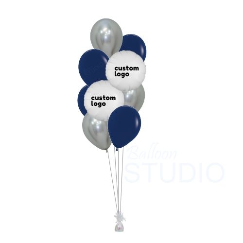 [Bouquet of 9] 7 Latex + 2 Custom Printed 18inch Logos
