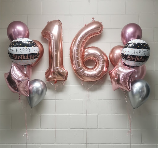 Bright Rose Gold Happy Birthday Pick an Age Balloon Set 